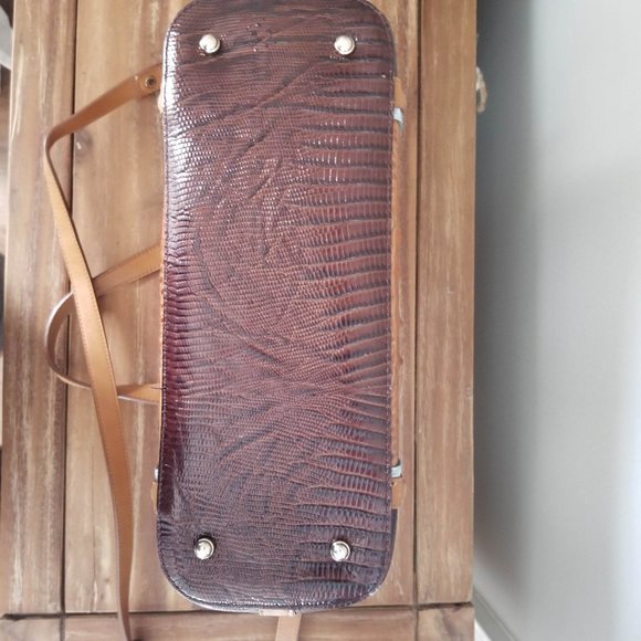 Brahmin Mini Asher Satchel & Ady Wallet. Toasted Almond Garrone Embossed Leather - Picture 12 of 16